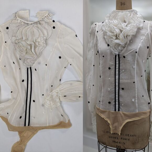 Silk Ruffle Blouse Bodysuit - Picture 6 of 7